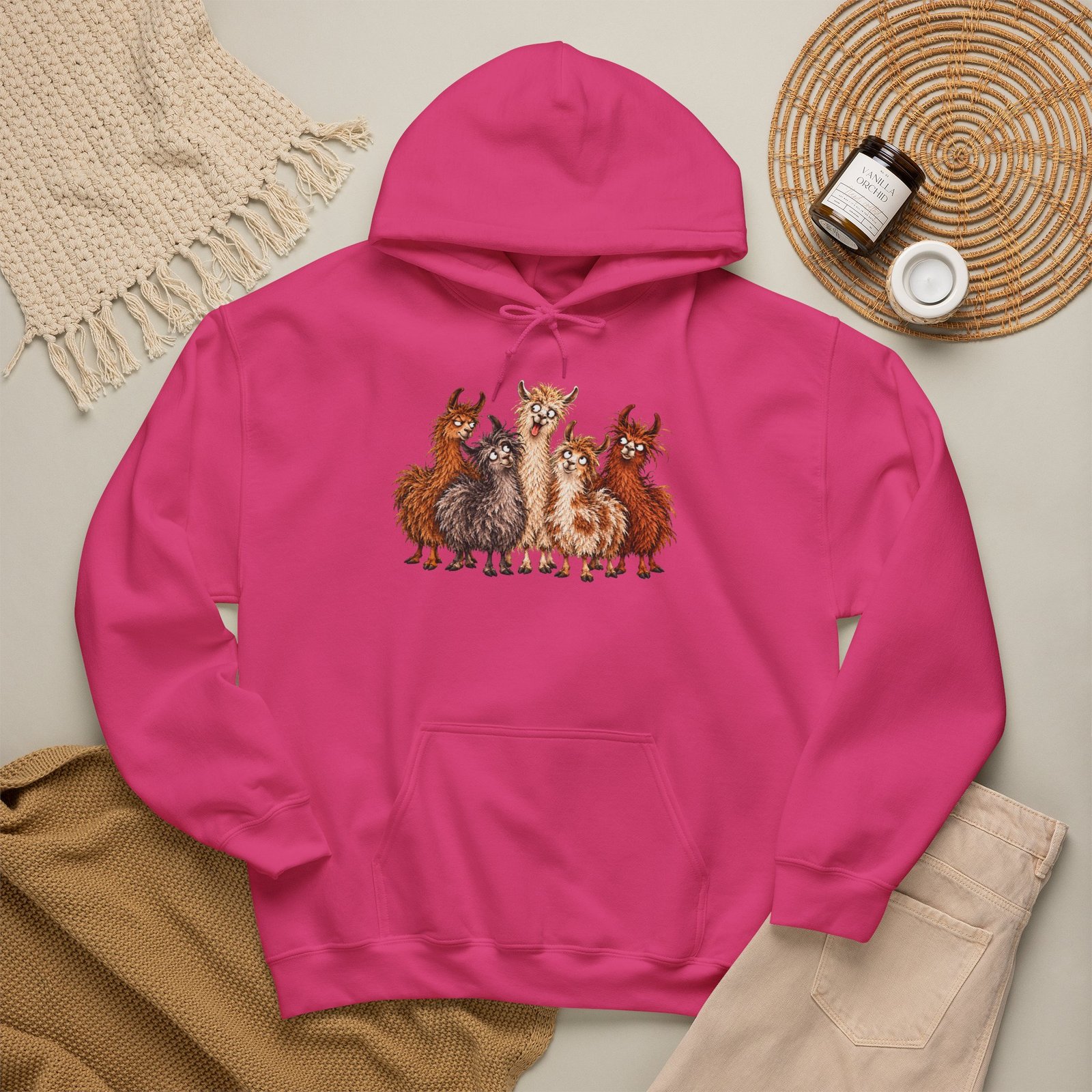 Llama Squad Graphic Hoodie — Cute Cartoon Llamas Pullover - Image 18