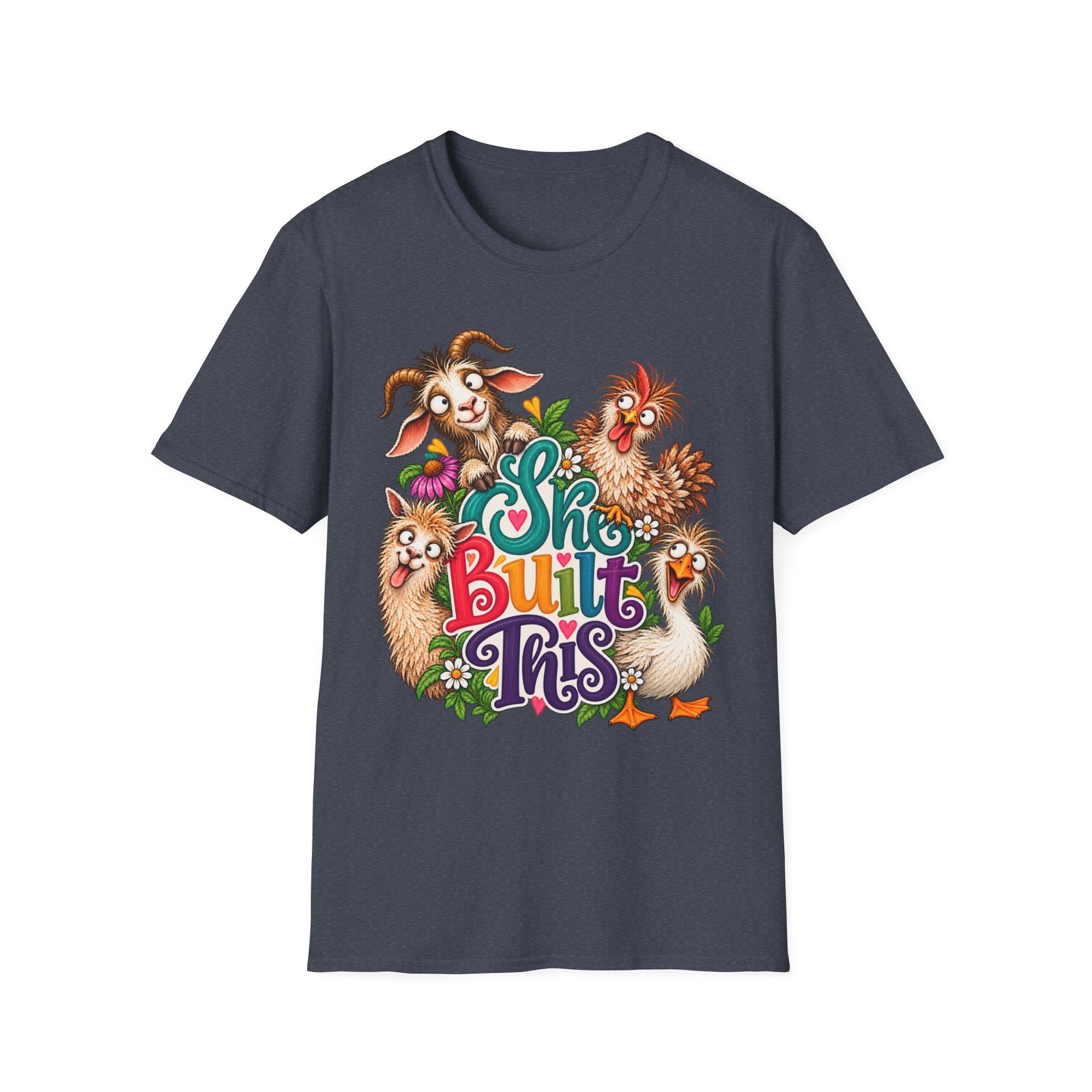 She Built This Funny Homesteading T-Shirt | Goat, Chicken, Goose & Llama Graphic Tee - Image 10