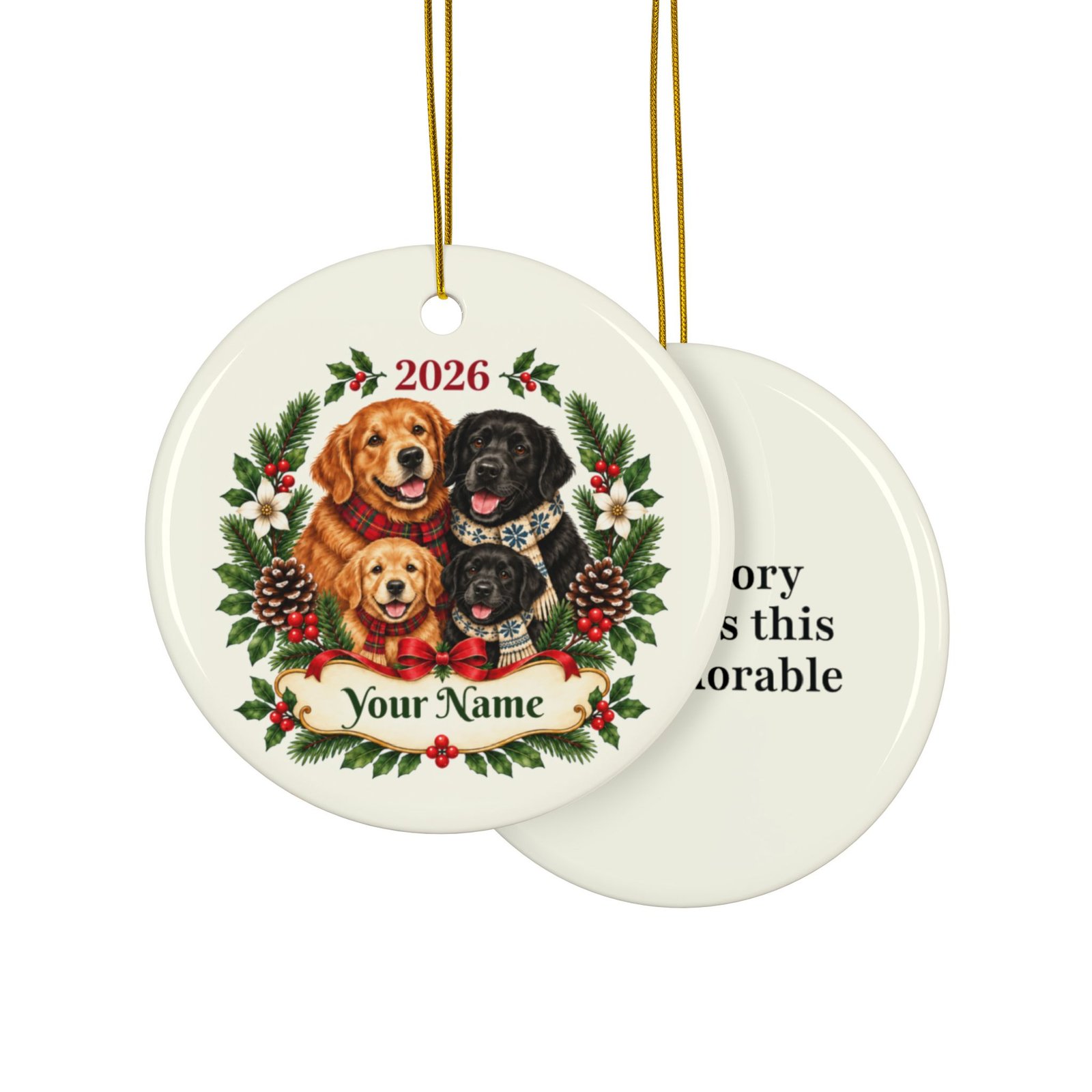 Personalized Dog Family Christmas Ornament 2026 | Family of 4 Ceramic Keepsake with Custom Memory Message - Image 15