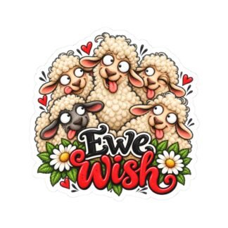 Ewe Wish Sheep Sticker — Cute Punny Animal Kiss-Cut Decal