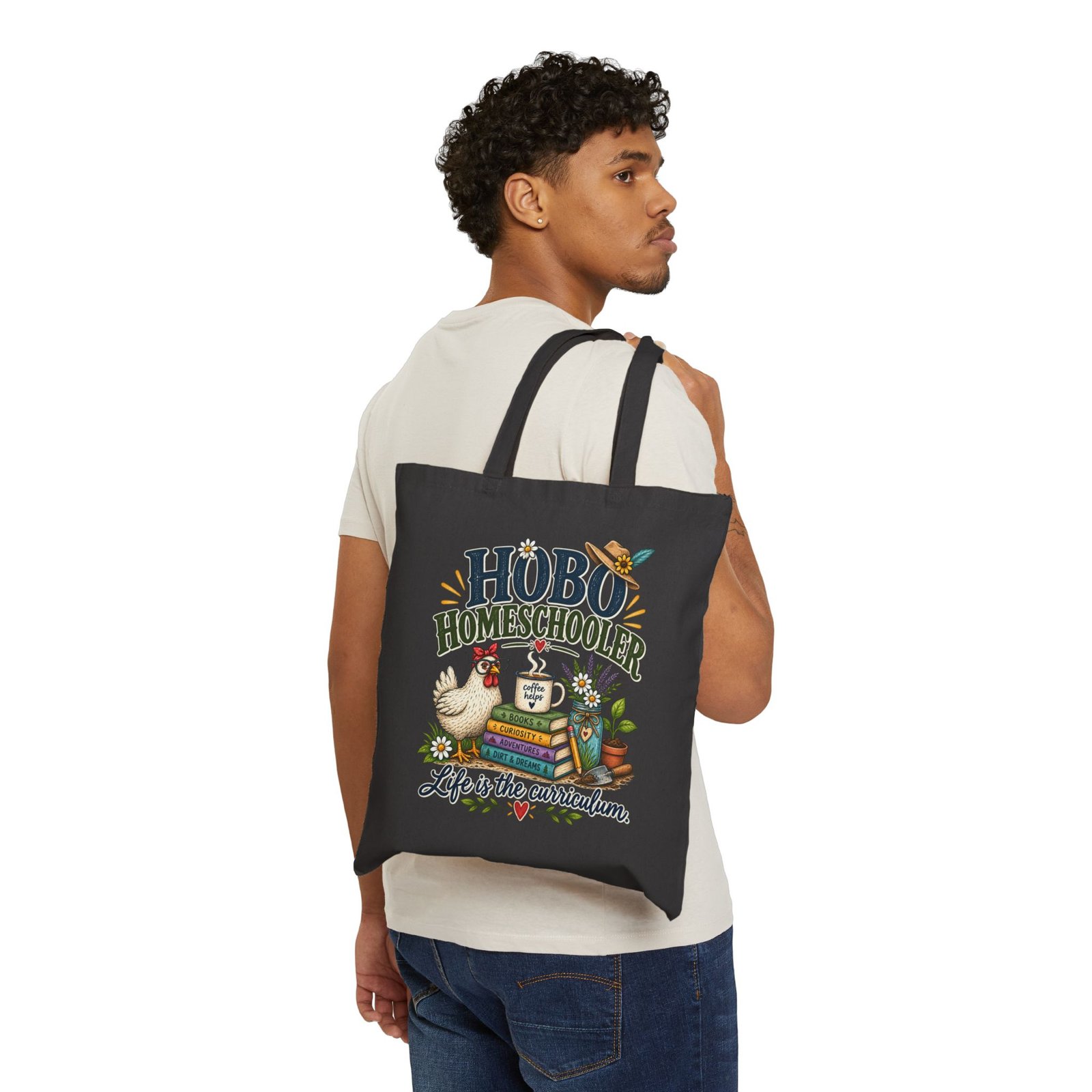 Tote Bag — "Hobo Homeschooler: Life Is The Curriculum" Canvas Tote - Image 3
