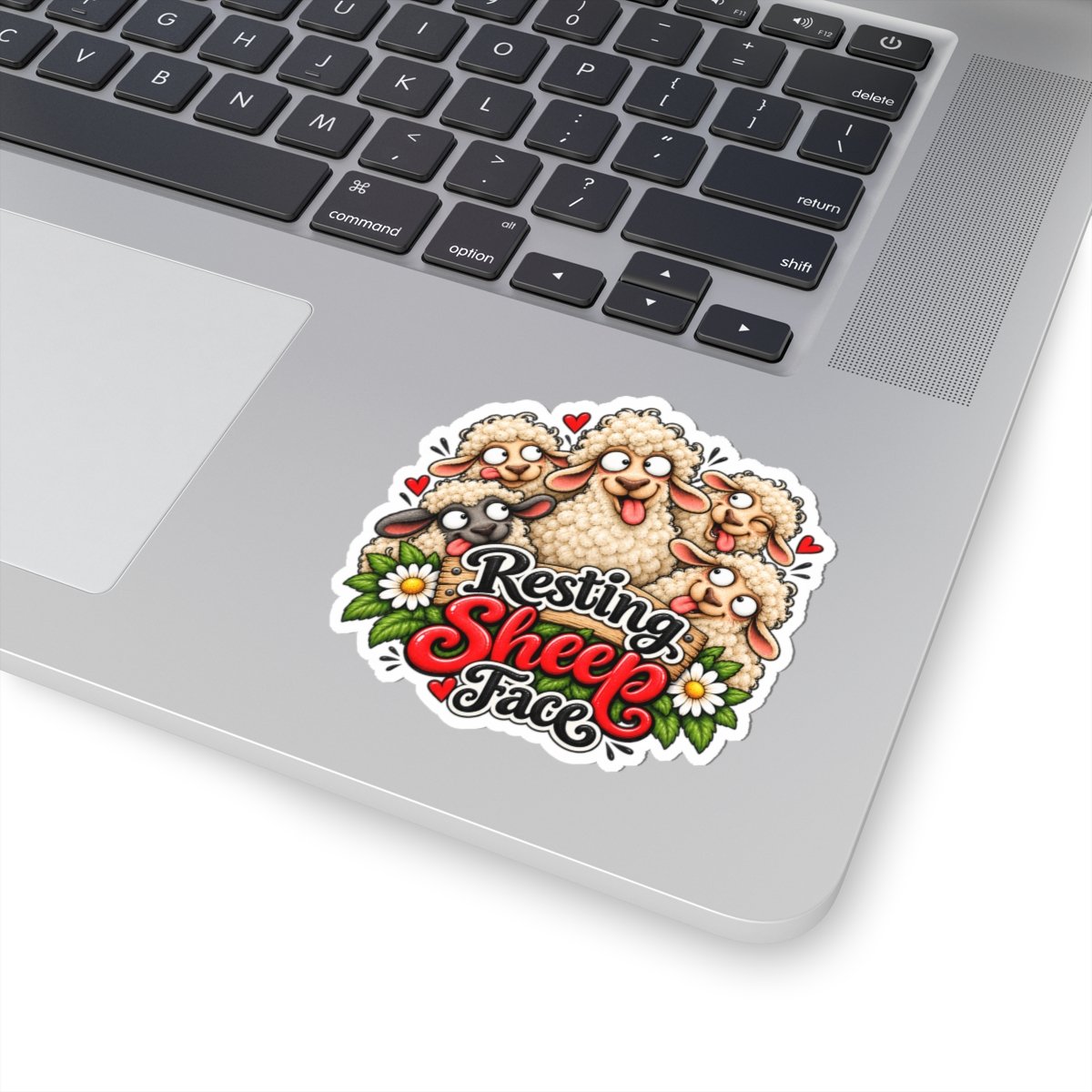 Resting Sheep Face Sticker — Cute Sheep Kiss-Cut Vinyl Decal - Image 2