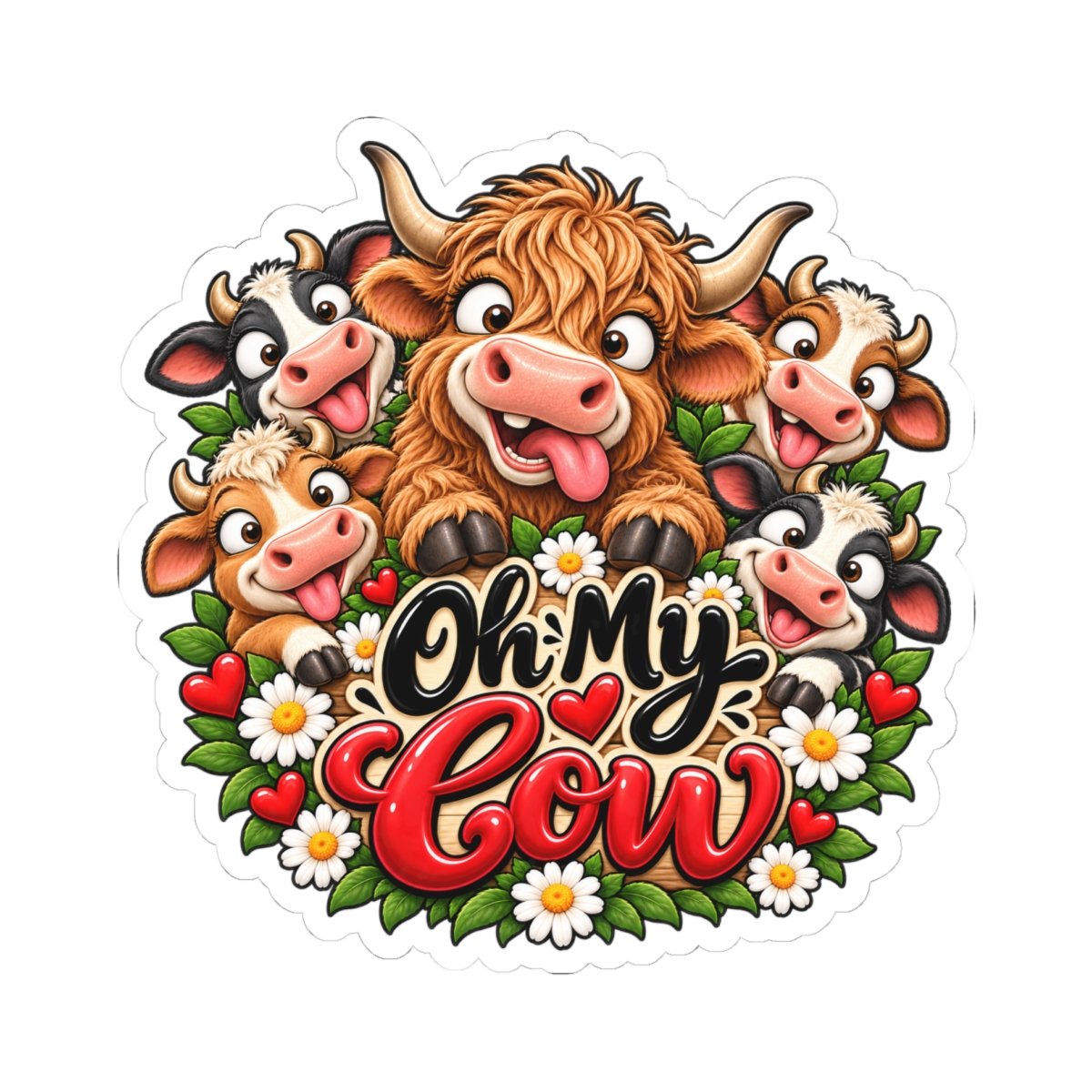Oh My Cow Funny Highland Cow Kiss-Cut Sticker - Image 7