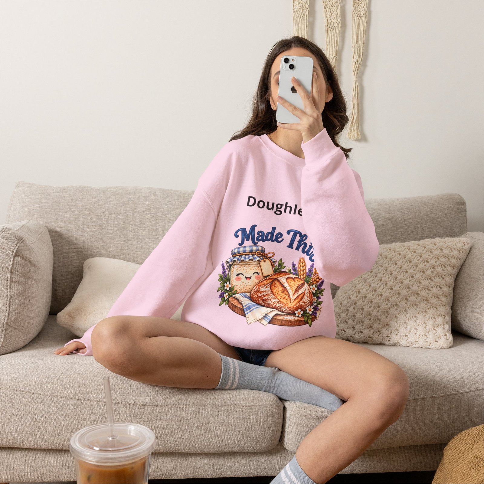 “Doughlene Made This” Sourdough Baker Crewneck Sweatshirt - Personalize With Your Sourdough's Name IKYK - Image 29