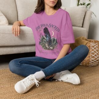The Wild Sacred Feather T-Shirt - Nature-Inspired Forest - Moon Graphic Tee
