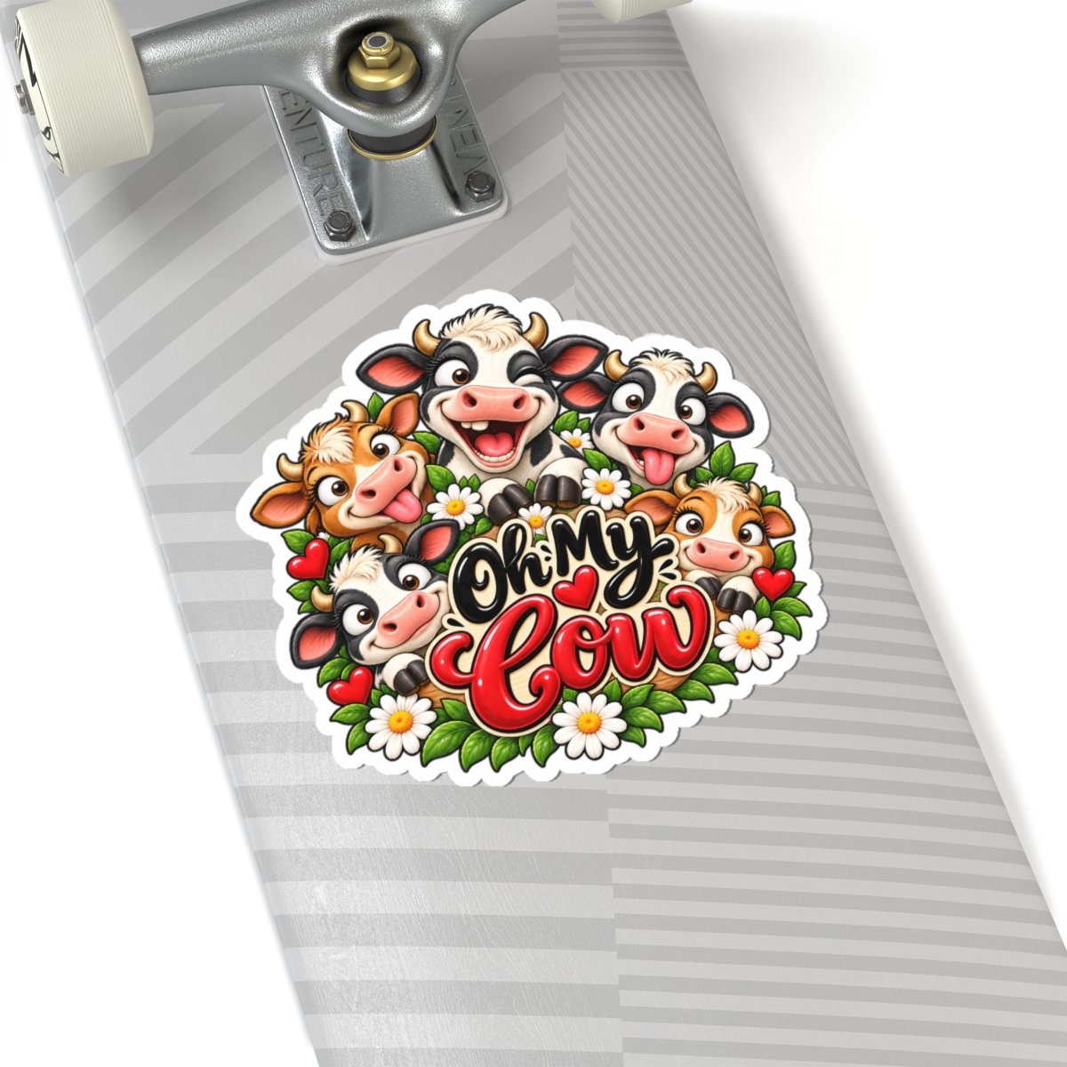 Oh My Cow Kiss-Cut Sticker — Cute Cartoon Cows Floral Laptop Decal - Image 8
