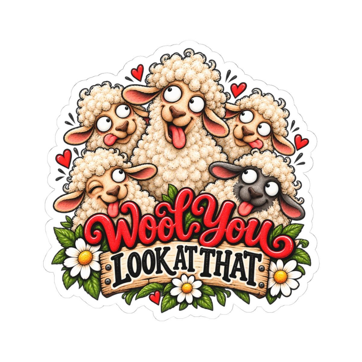 Wool You Look At That! Cute Sheep Kiss-Cut Sticker - Image 7