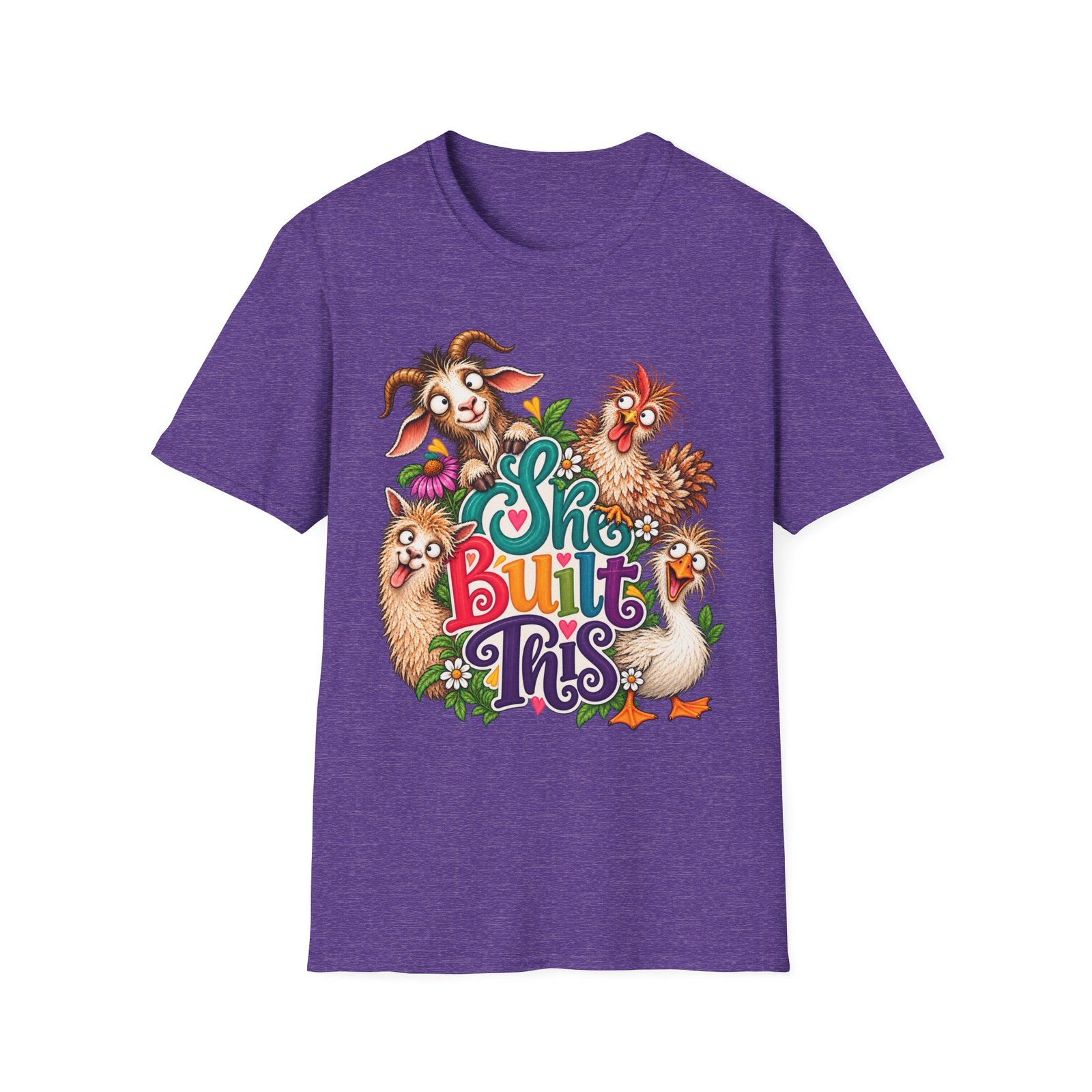 She Built This Funny Homesteading T-Shirt | Goat, Chicken, Goose & Llama Graphic Tee - Image 20