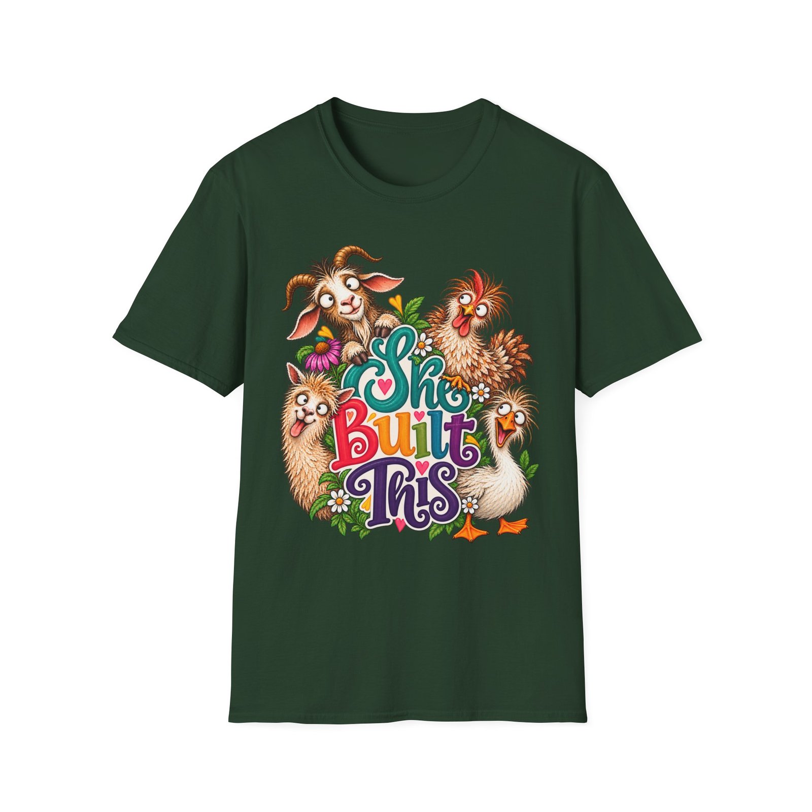She Built This Funny Homesteading T-Shirt | Goat, Chicken, Goose & Llama Graphic Tee - Image 14