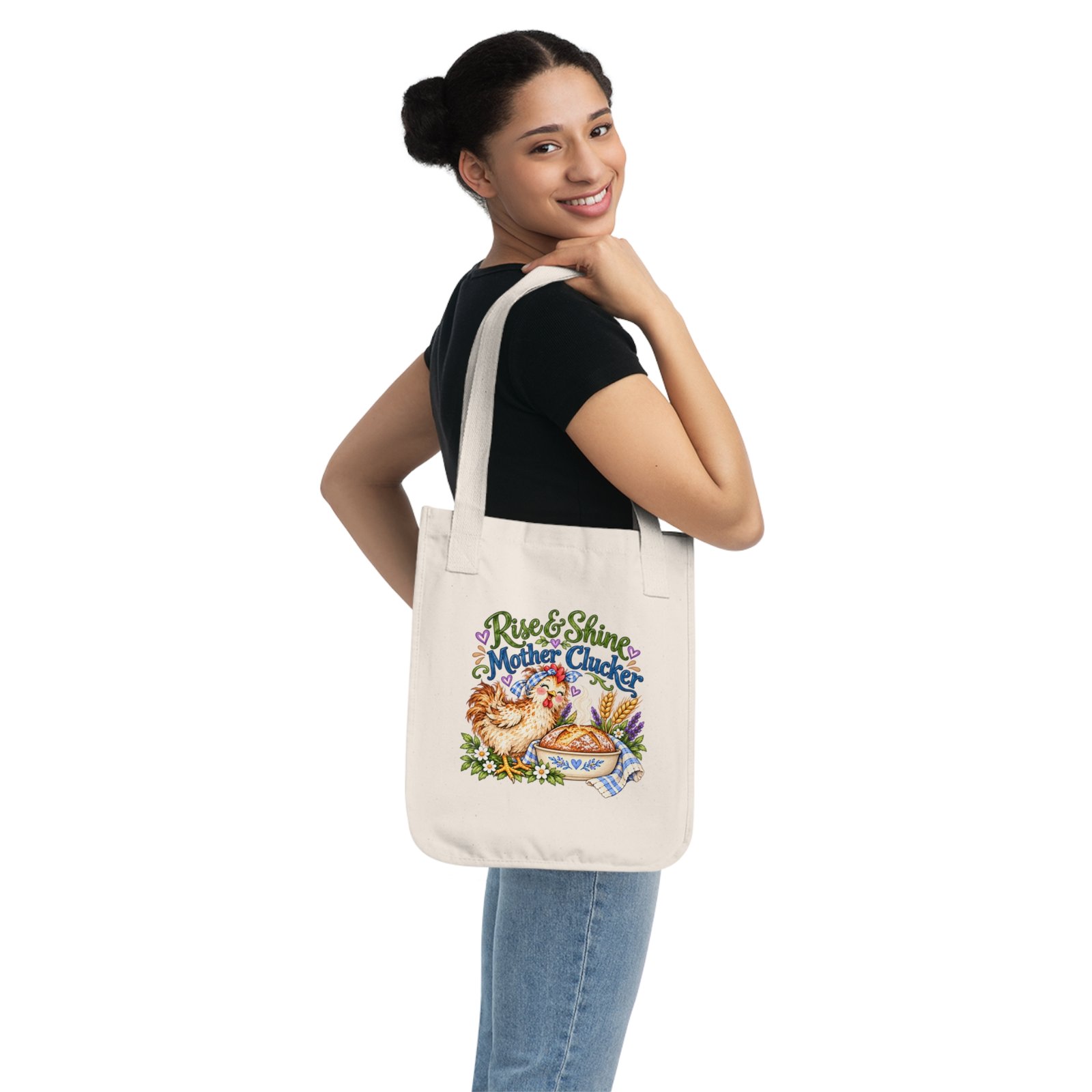 Tote — "Rise & Shine Mother Clucker" Chicken Farmhouse Canvas Tote - Image 4