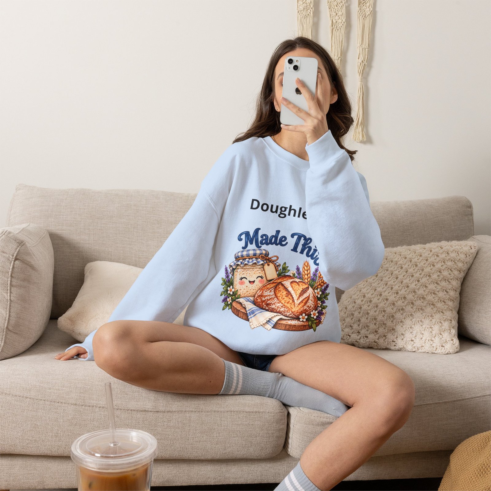 “Doughlene Made This” Sourdough Baker Crewneck Sweatshirt - Personalize With Your Sourdough's Name IKYK - Image 24