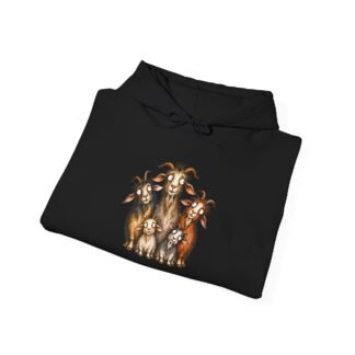 Goat Family Hoodie – Cute Farm Animal Herd Illustration Sweatshirt