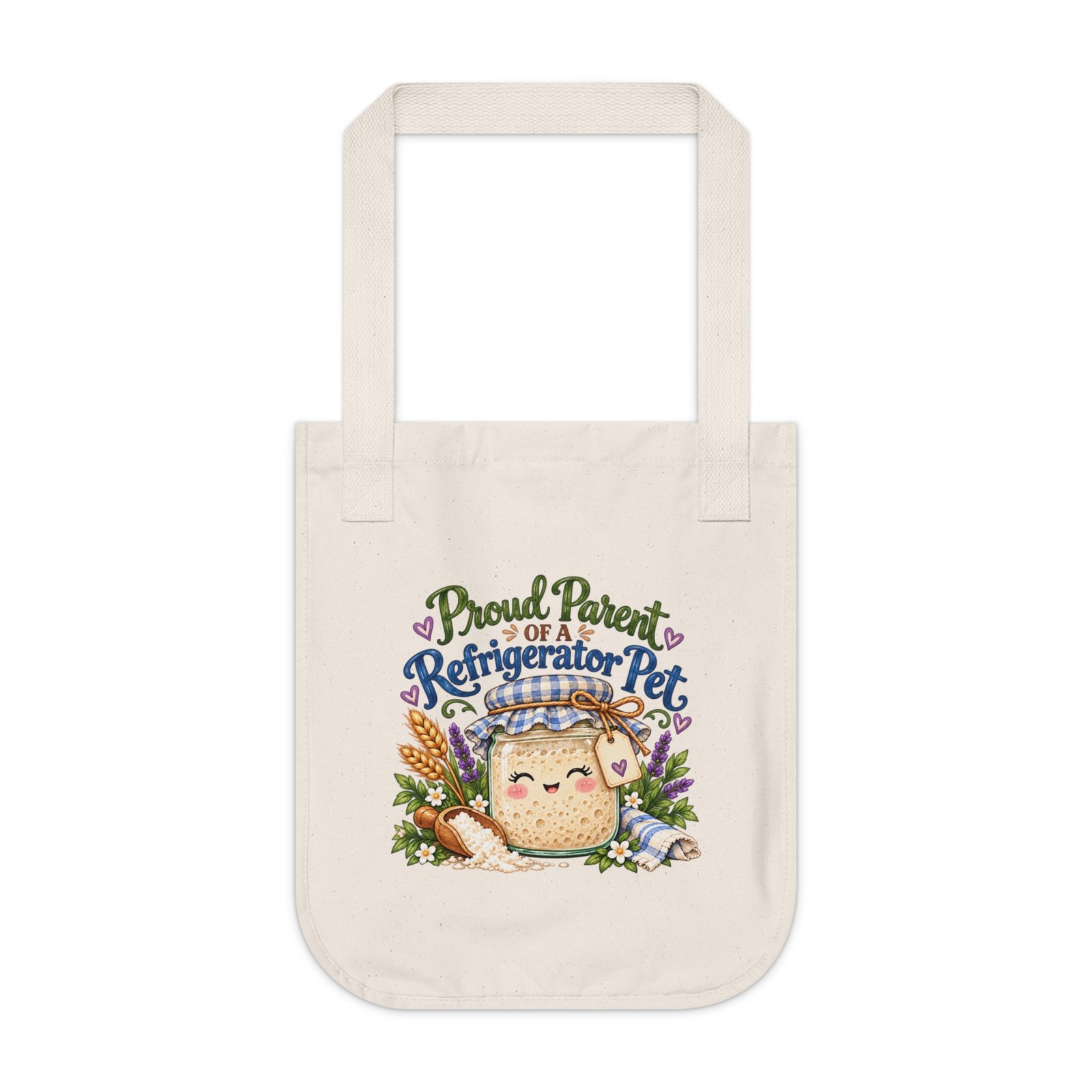 Canvas Tote — "Proud Parent of a Refrigerator Pet" Cute Kawaii Sourdough Starter Jar Grocery Bag - Image 2