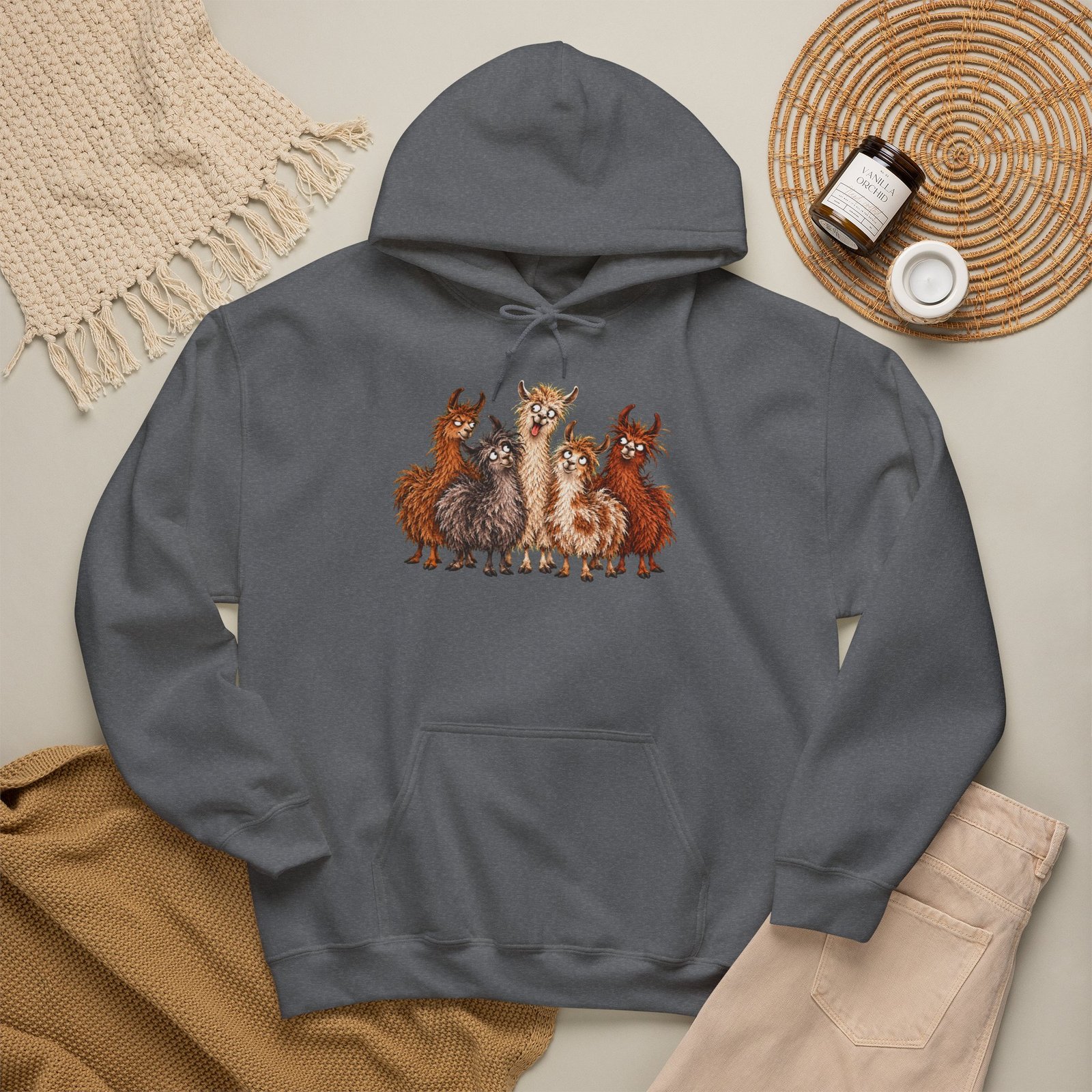 Llama Squad Graphic Hoodie — Cute Cartoon Llamas Pullover - Image 15
