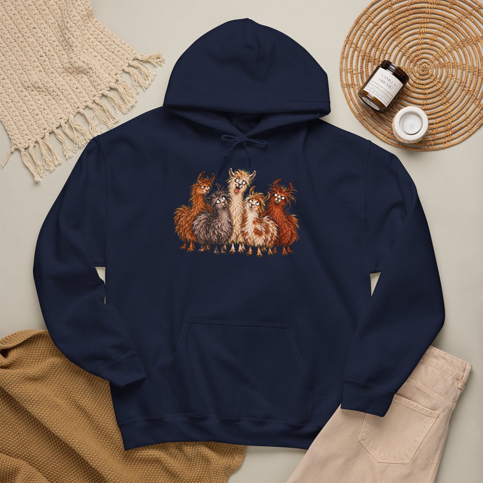 Llama Squad Graphic Hoodie — Cute Cartoon Llamas Pullover