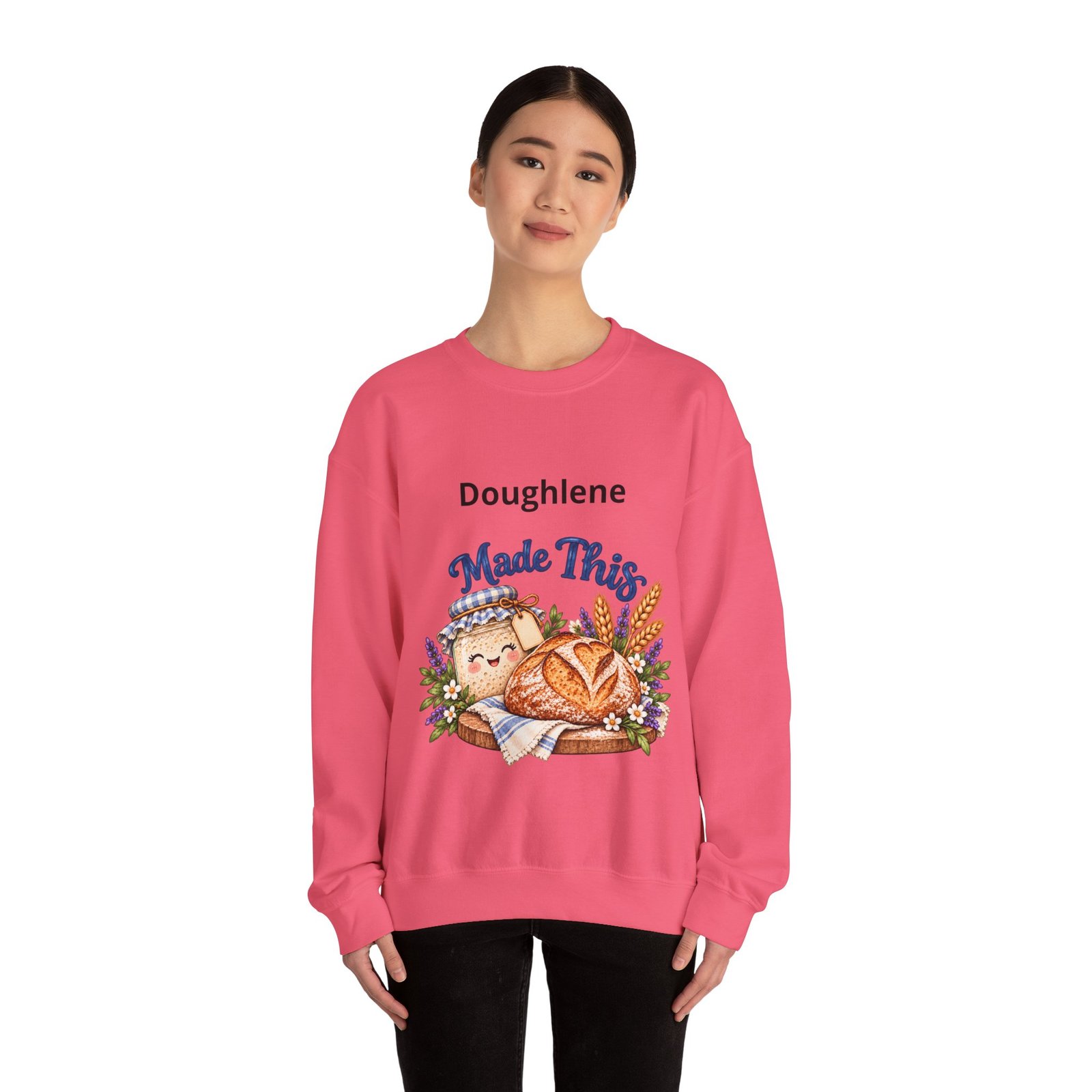 “Doughlene Made This” Sourdough Baker Crewneck Sweatshirt - Personalize With Your Sourdough's Name IKYK - Image 5