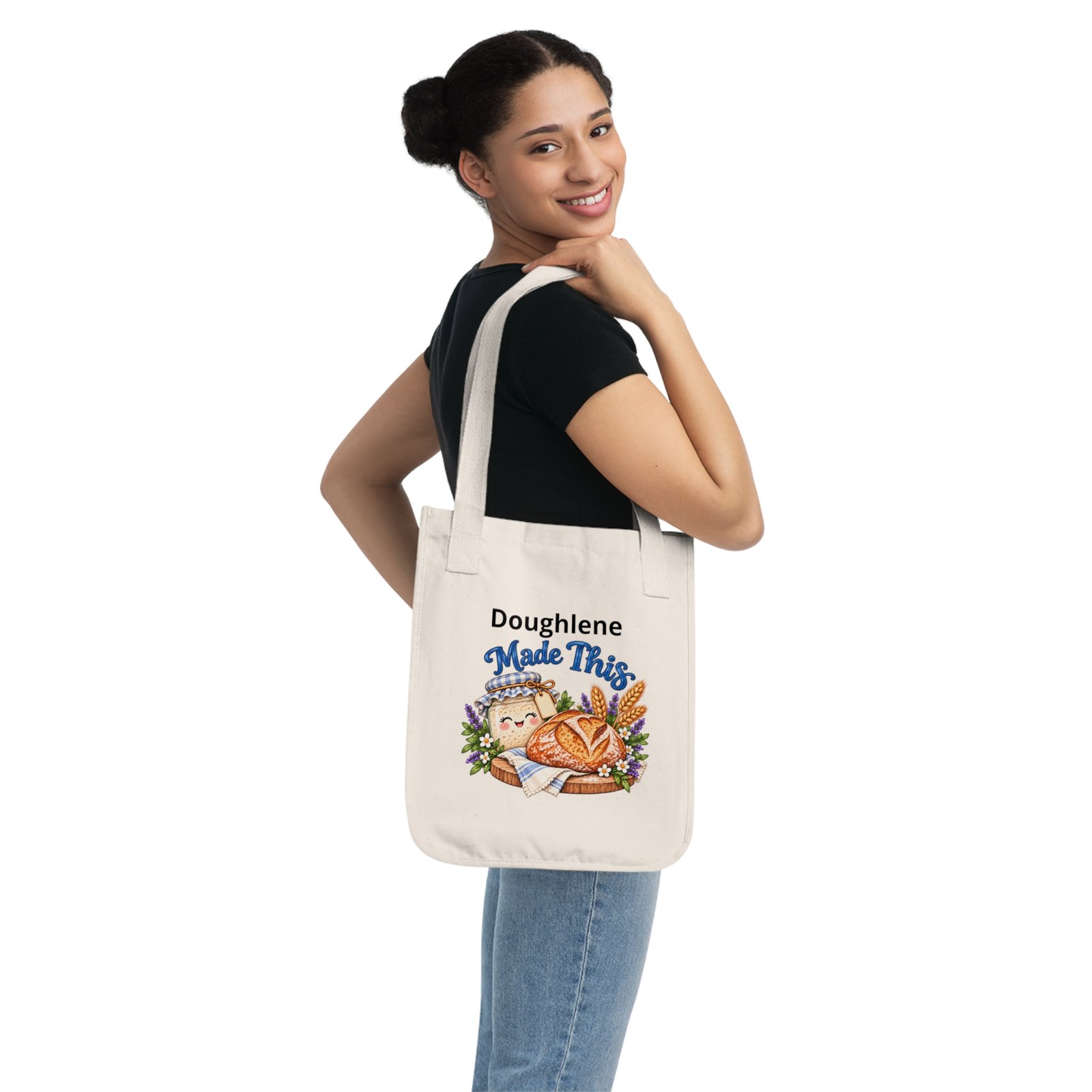 Personalized Tote Bag — "Sourdough Starter Name" Made This - Cute Bakery Illustration Organic Canvas Tote - Image 4