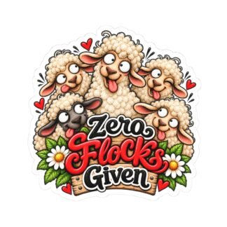 Funny Sheep Sticker — "Zero Flock Given" Kiss-Cut Laptop Decal