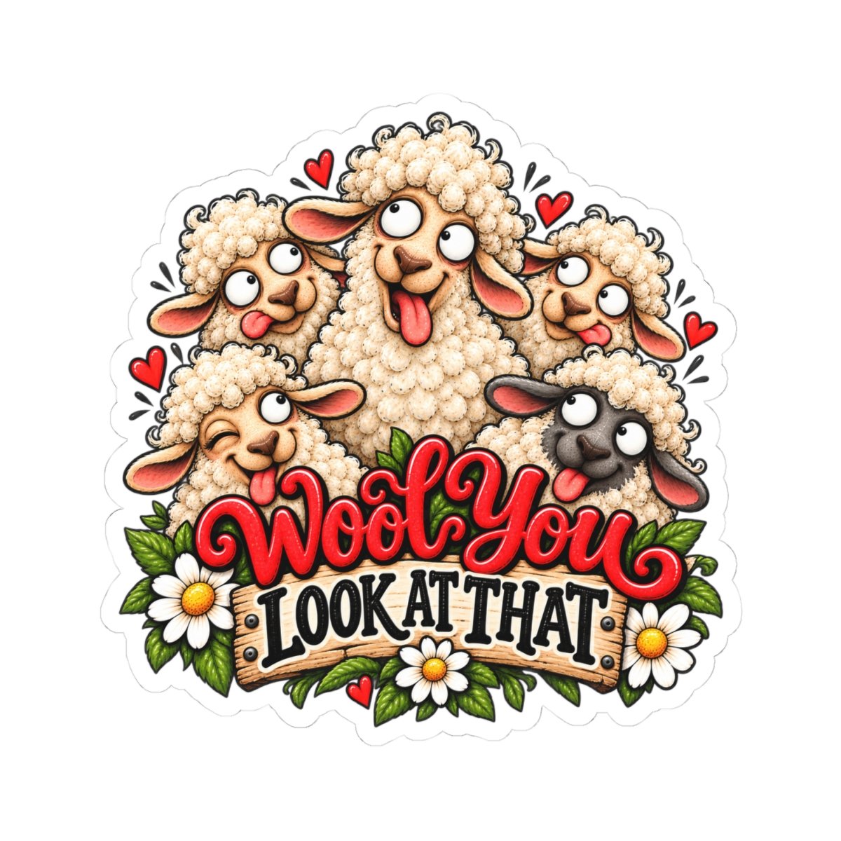 Wool You Look At That! Cute Sheep Kiss-Cut Sticker - Image 4